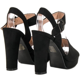 SHELOVET Schwarze Sandalen auf der Plattform 2