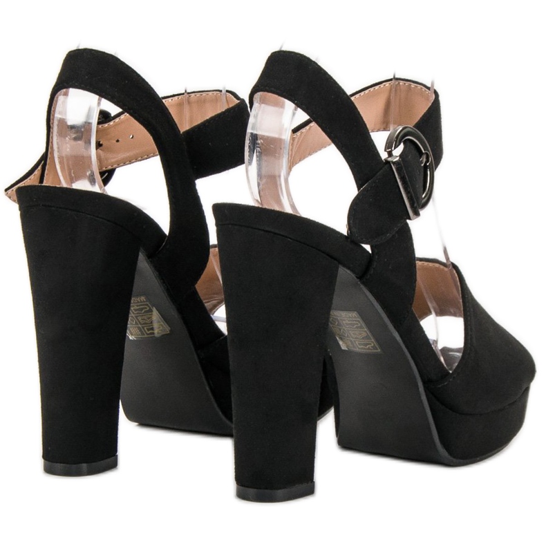 SHELOVET Schwarze Sandalen auf der Plattform 2