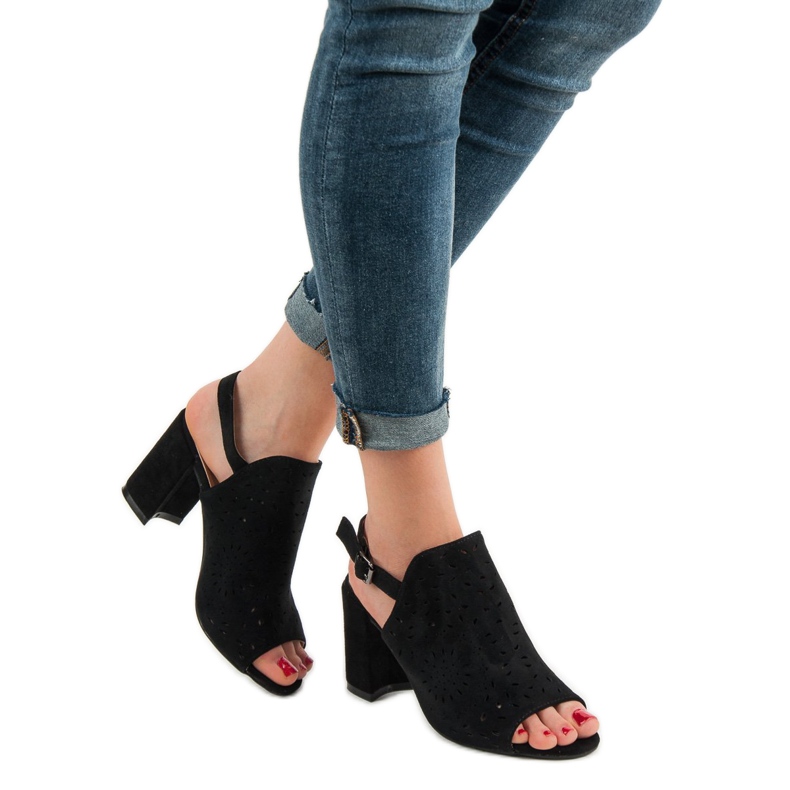 SHELOVET Geschlossene Sandalen aus Wildleder schwarz 1