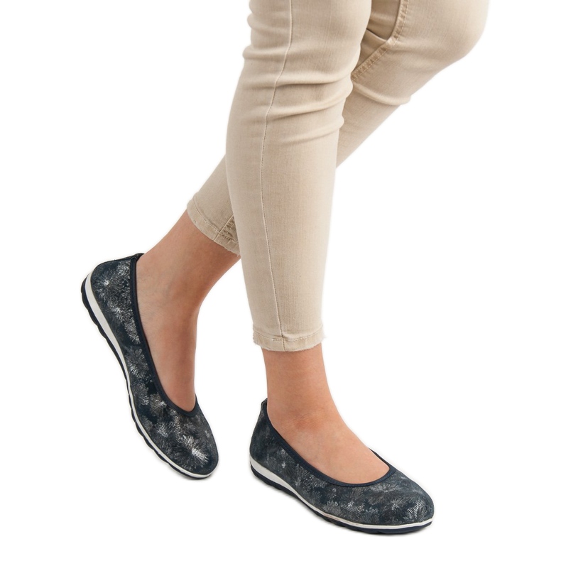 Filippo Ballerinas aus Leder blau 1