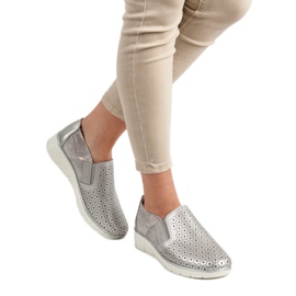 Filippo Silberne Schuhe zum Hineinschlüpfen grau 1