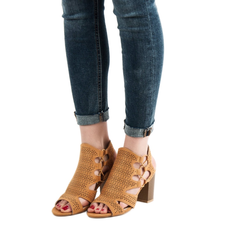 Goodin Modische Senf Sandalen gelb 2