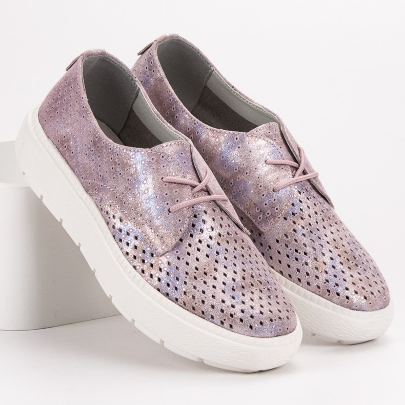 Goodin Leichte Lederschuhe rosa mehrfarbig 1