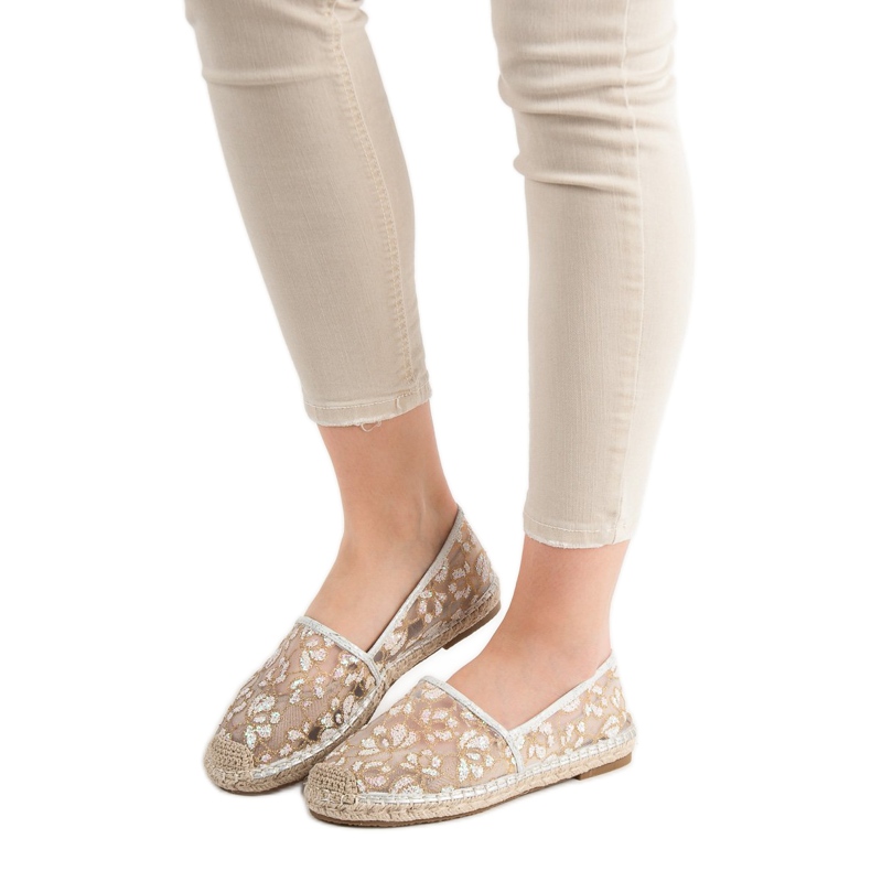 Espadrilles aus Spitze VICES braun gelb 1