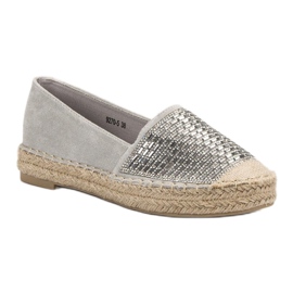Vices Espadrilles mit Cubic Zirkonia Schraubstöcken grau 1