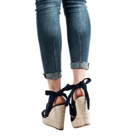 Cm Paris Marineblaue Sandalen auf einem Keil navy blau 1