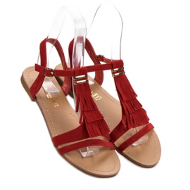 Queen Vivi Sandalen mit Fransen rot 1