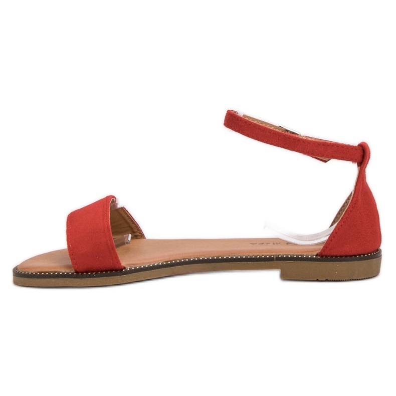Laura Mode Klassische flache Sandalen rot 1