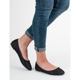 SHELOVET Ballerinas aus Spitze mit Glitzer schwarz 2