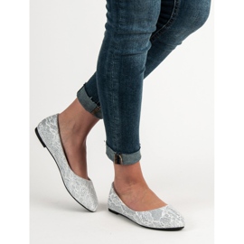 SHELOVET Ballerinas aus Spitze mit Glitzer grau 1