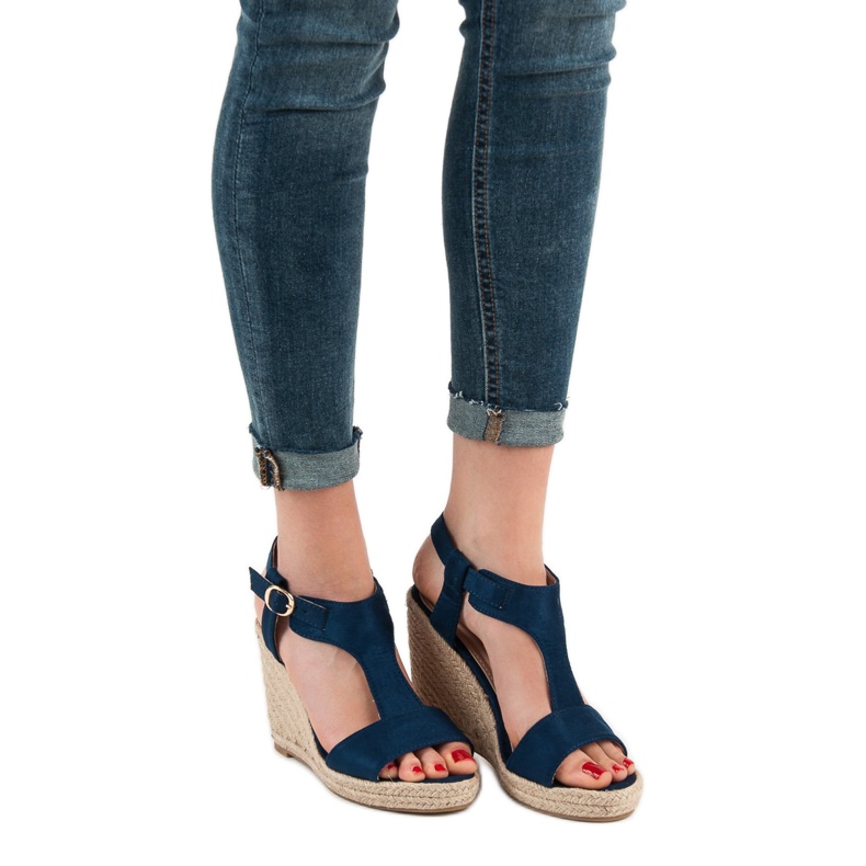 Anesia Paris Modische Keilsandalen blau 2