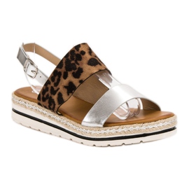 SHELOVET Bequeme Sandalen braun grau 1