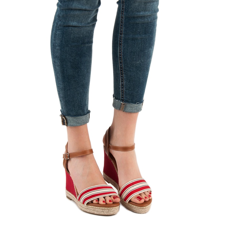 Primavera Lässige Keilsandalen rot 2