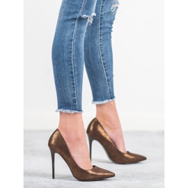 Bestelle Glitzer High Heels braun 2