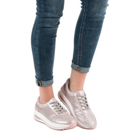 Filippo Brokatschuhe aus Leder rosa 2