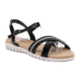 Groto Gogo Sandalen mit Kristallen schwarz 1