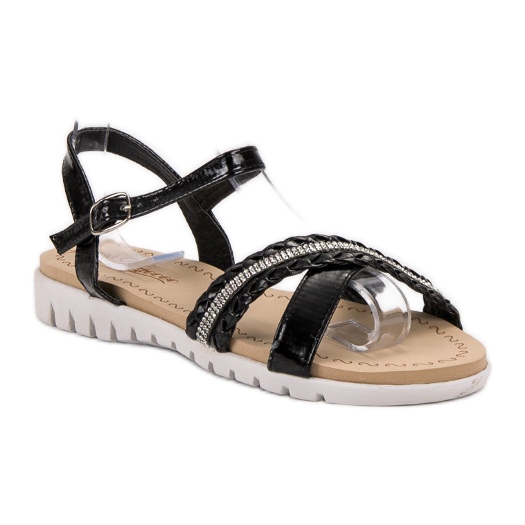 Groto Gogo Sandalen mit Kristallen schwarz 1