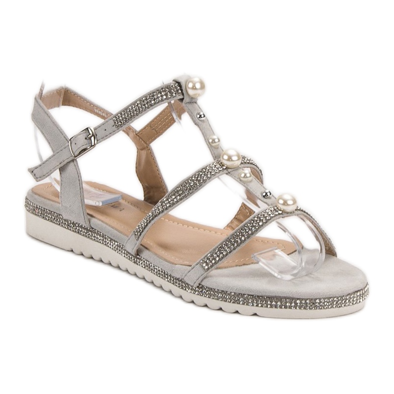 GUAPISSIMA Sandalen mit Perlen grau 2