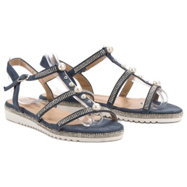 GUAPISSIMA Sandalen mit Perlen blau 1