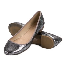 SHELOVET Silberne Ballerinas grau 1