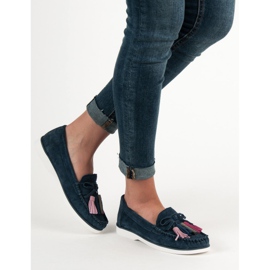 Filippo Loafer aus Leder mit Fransen blau 1