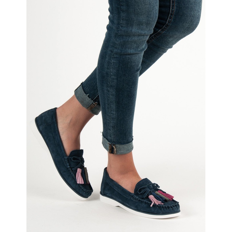 Filippo Loafer aus Leder mit Fransen blau 1