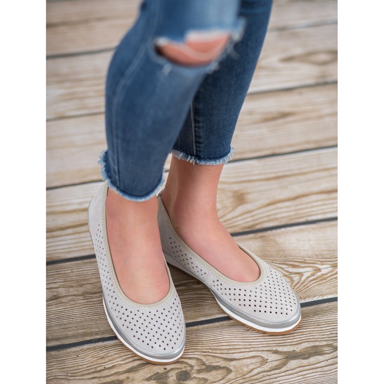 Filippo Ballerinas aus Leder grau 2