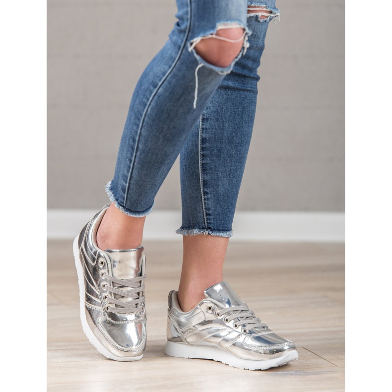 SHELOVET Lackierte Sportschuhe grau 1