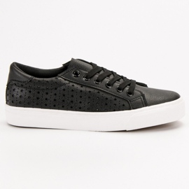 J. Star Durchbrochene schwarze Turnschuhe 2