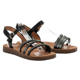 Camo Flache Sandalen mit Zirkonia schwarz 1