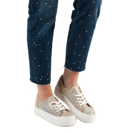 SHELOVET Sneakers mit Glitzer gelb 2