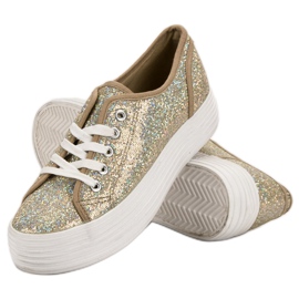 SHELOVET Sneakers mit Glitzer gelb 1