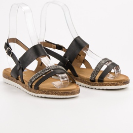 SHELOVET Sandalen mit Zirkonia schwarz 1