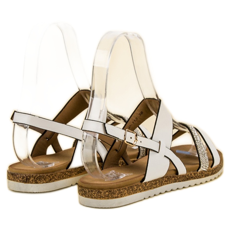 SHELOVET Sandalen mit Zirkonia weiß 1