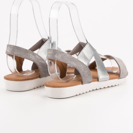 EXQUILY Silberne Sandalen mit Radiergummi grau 1
