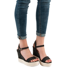 Ideal Shoes Stylische Keilsandalen schwarz 2