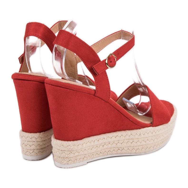 Ideal Shoes Stylische Keilsandalen rot 1
