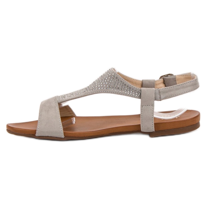 SHELOVET Sandalen mit Kristallen grau 1