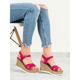 JESSY ROSS Fuchsiafarbene Wildledersandalen rosa 2