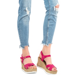 JESSY ROSS Fuchsiafarbene Wildledersandalen rosa 1