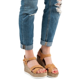 JESSY ROSS Sandalen aus Wildleder in Camel braun 1