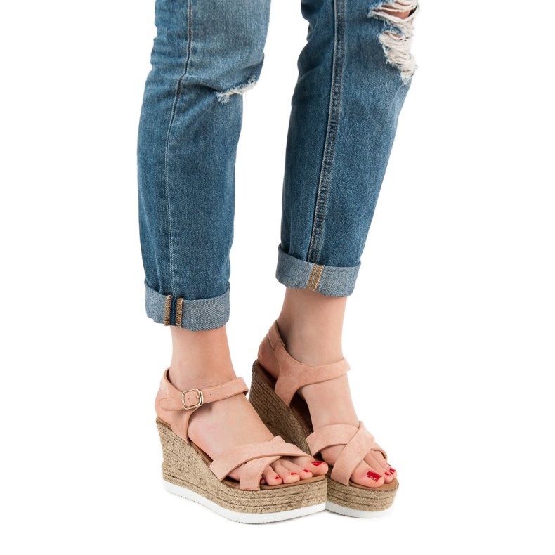 JESSY ROSS Sandalen aus gepudertem Wildleder rosa 1