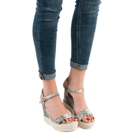Ideal Shoes Stylische Keilsandalen grau 2