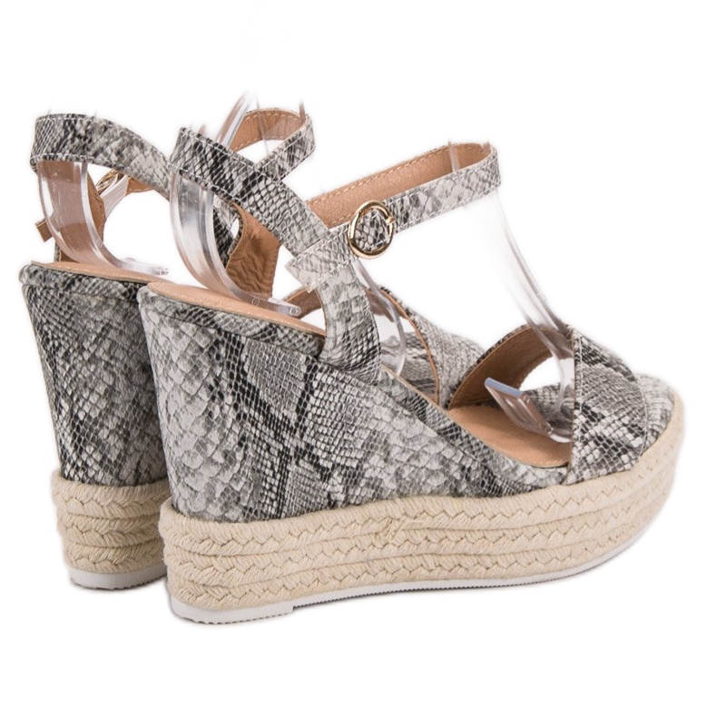 Ideal Shoes Stylische Keilsandalen grau 1