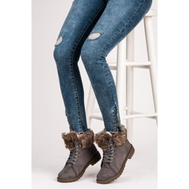 New Tlck Wildleder-Trapper mit Fell grau 2