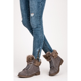 New Tlck Wildleder-Trapper mit Fell grau 1