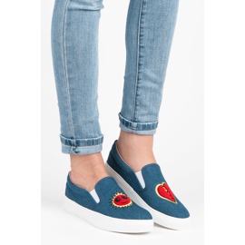 Kylie Denim-Turnschuhe mit Patches blau 1