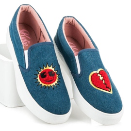 Kylie Denim-Turnschuhe mit Patches blau 2