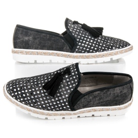 Kylie Durchbrochene Slipony Espadrilles schwarz 2