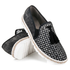 Kylie Durchbrochene Slipony Espadrilles schwarz 1